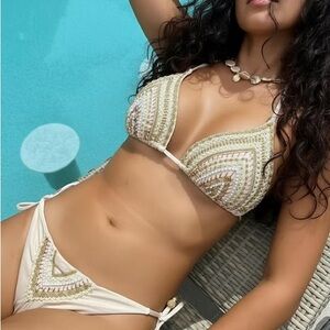 Chic Cream and Gold Bikini Set